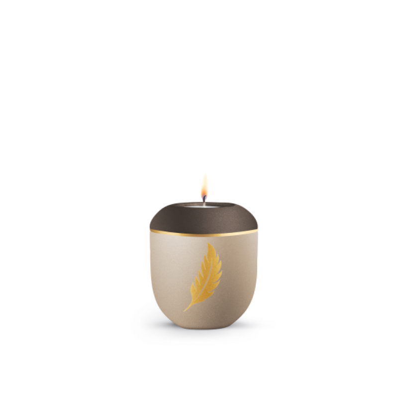 Edition Plumea, Champagner/Siena, goldene Feder, Gedenklicht