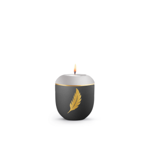 Edition Plumea, Schwarz/Silbergrau, goldene Feder, Gedenklicht