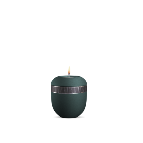 Gedenklicht, Infinity Veta, velvet Petrol, schwarz gebürstetes Dekor