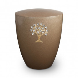 Genesis Gravur Lebensbaum  mit Swarovskiherzen Kastanie