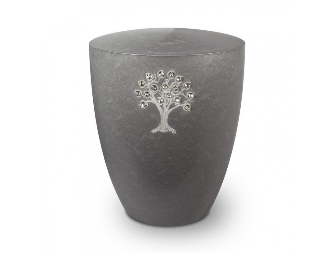 Genesis Gravur Lebensbaum  mit Swarovskiherzen Silber