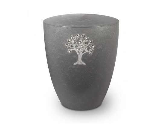 Genesis Gravur Lebensbaum  mit Swarovskiherzen Silber