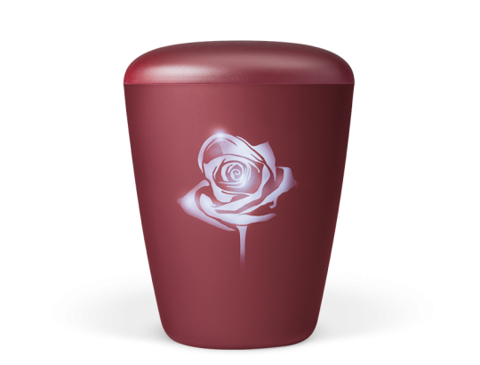 Naturstoffurne, Weinrot Velours, Airbrush: Rose