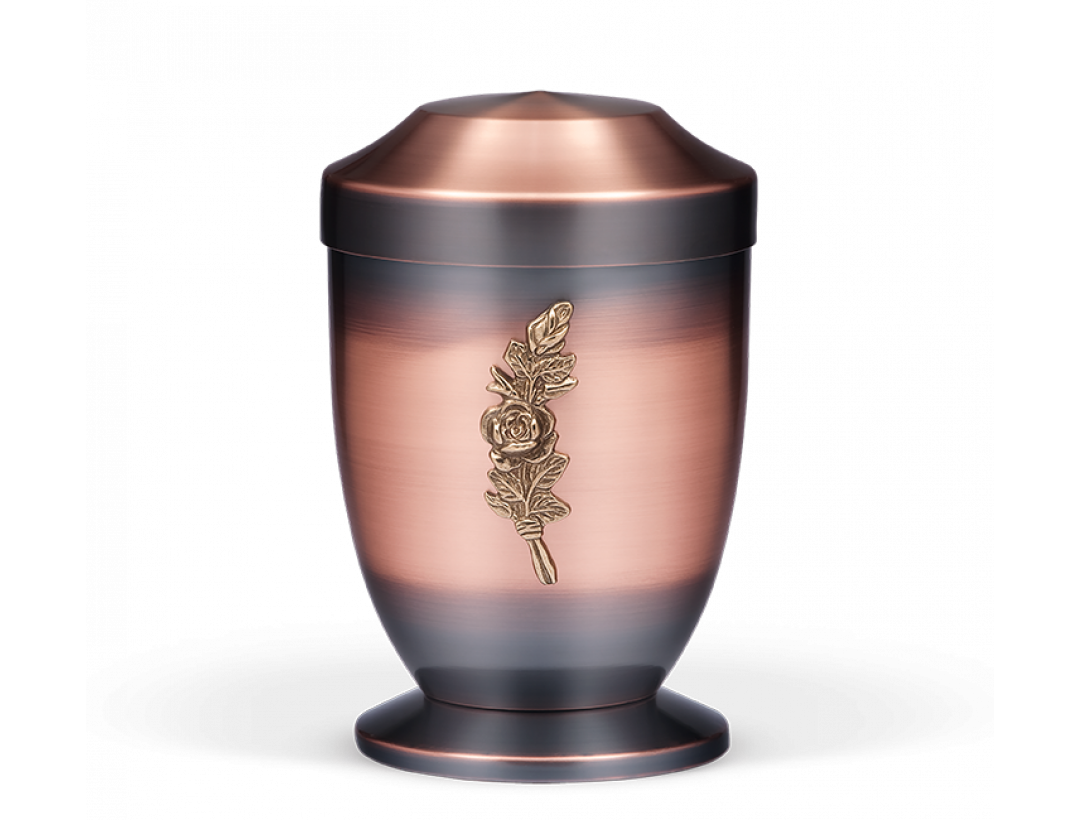 Kupferurne, Altkupfer, Rosenbund u. Sockel