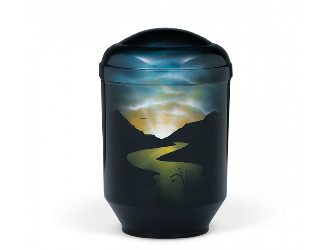 Stahlurne, Schwarz Airbrush 