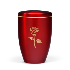 Stahlurne, Weinrot, Goldband Moderne Rose gold