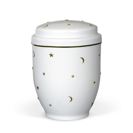 Kinderurne, Weiß, Goldband, Sonne, Mond, Sterne