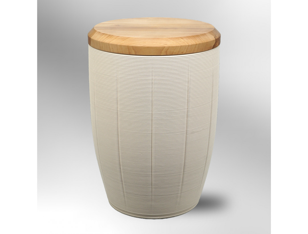 Urne Linie - Weiß mit Apfelbaumdeckel