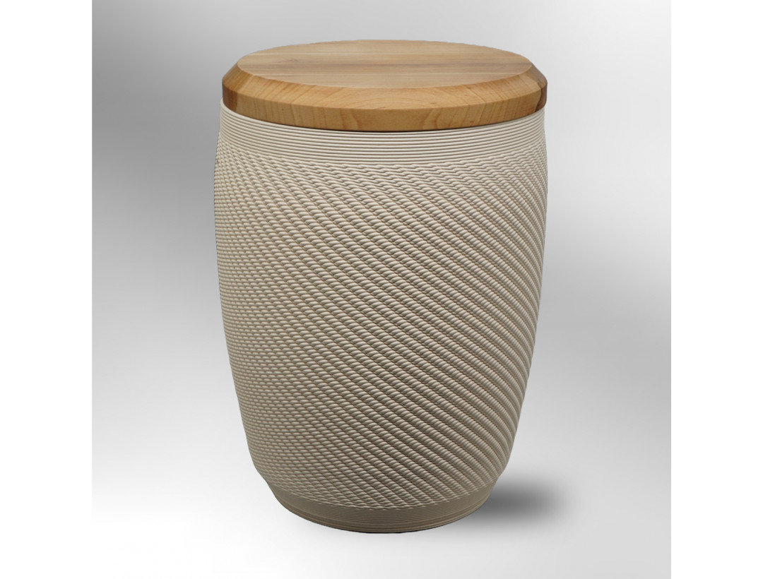 Urne Perle - Weiß mit Apfelbaumdeckel