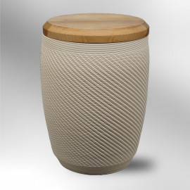 Urne Perle - Weiß mit Apfelbaumdeckel