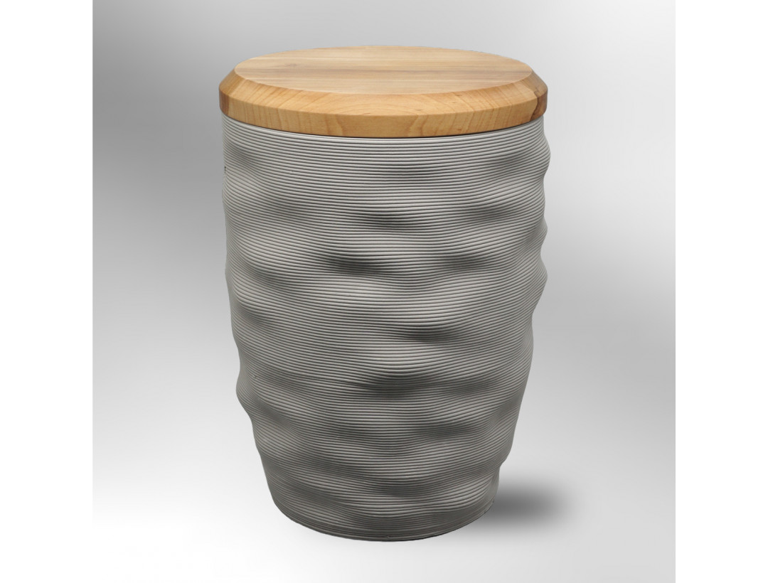 Urne Organisch - Grau mit Apfelbaumdeckel