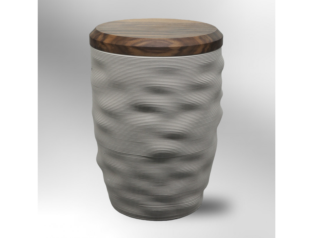 Urne Organisch - Grau mit Nußbaumdeckel
