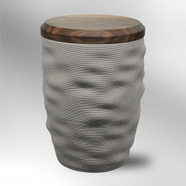 Urne Organisch - Grau mit Nußbaumdeckel