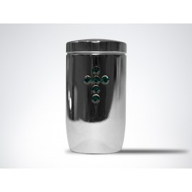 Miniurne aus Edelstahl poliert - Kreuz grün aus hochwertigen Kristallen