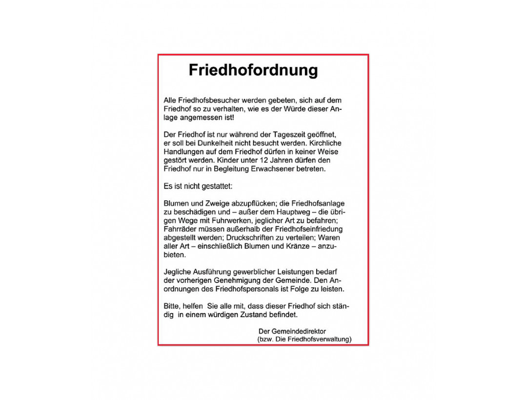 Friedhofsordnung  Friedhofsordnung