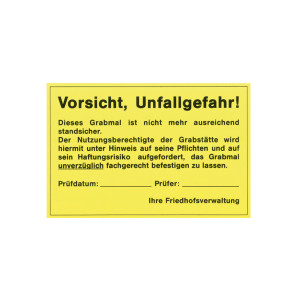 Aufkleber Unfallgefahr