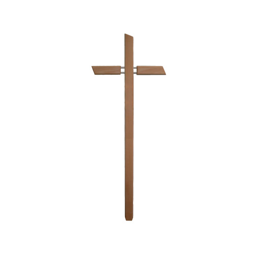 Grabkreuz aus Eiche mit Doppelalurohr, in natürlicher Holzfarbe, rechteckiger Form, Gesamtansicht mit senkrechter und waagerechter Strebe.