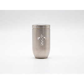 Miniurne aus Edelstahl - Kreuz Glaskristall weiß