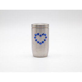 Miniurne aus Edelstahl - Herz Glaskristall blau