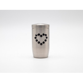 Miniurne aus Edelstahl - Herz Glaskristall schwarz