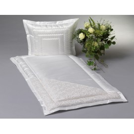 Serge weiß mit Ecke Spitzenplain