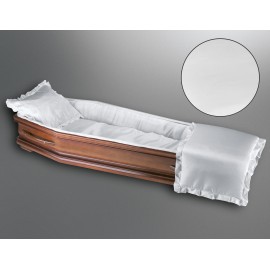 Sargausschlag für Körperformsarg, Glanzseide weiß