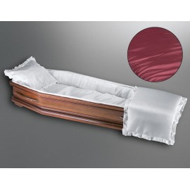 Sargausschlag für Körperformsarg, Glanzseide bordeaux