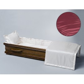 Sargausschlag für Truhensarg, Glanzseide bordeaux