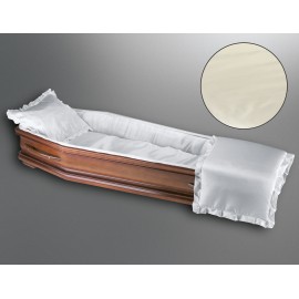 Sargausschlag für Körperformsarg, Glanzseide creme Sargausschlag für Körperformsarg, Glanzseide creme