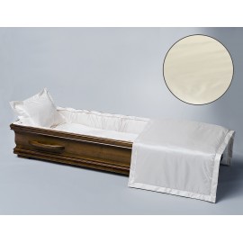 Sargausschlag für Truhensarg, Glanzseide cremé