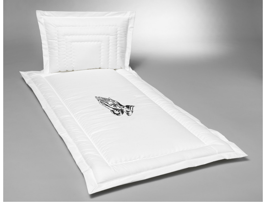 Deckengarnitur aus Baumwolle bestickt mit betenden Händen