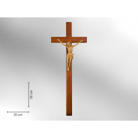 Sargkreuz mit Korpus, Holz dunkel mit Korpus, kantengefräst