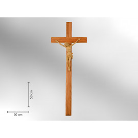 Sargkreuz mit Korpus, Holz hell mit Korpus, kantengefräst