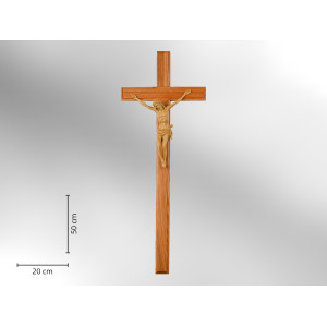 Sargkreuz mit Korpus, Holz hell mit Korpus, kantengefräst