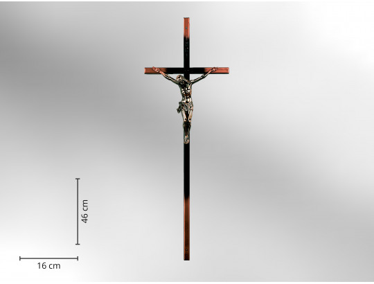 Sargkreuz Metall, akubronziert, glatte Form mit Korpus