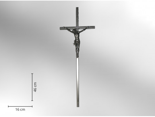 Sargkreuz Metall, zinn, glatte Form mit Korpus