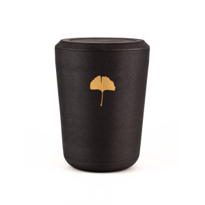Kohleurne Ginkgoblatt Gold