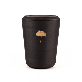 Kohleurne Ginkgoblatt Holz