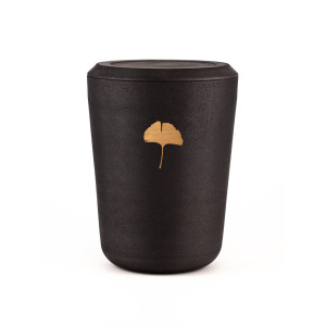 Kohleurne Ginkgoblatt Holz