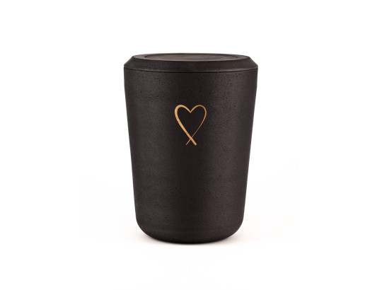 Kohleurne Herz Holz