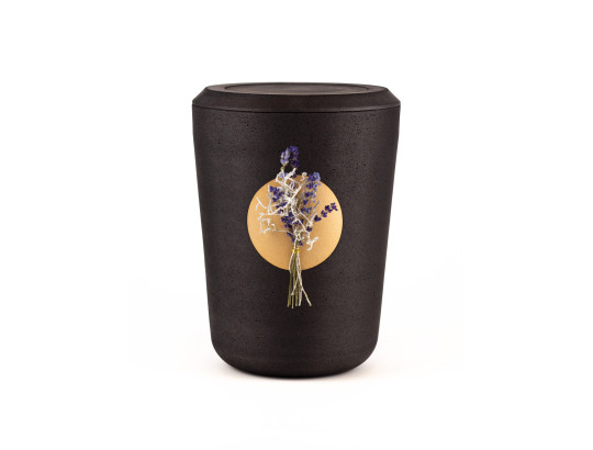 Kohleurne Lavendel und Zweige