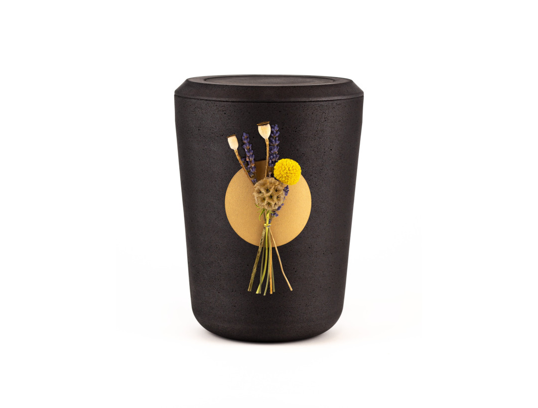 Kohleurne Mohn und Lavendel