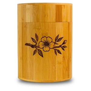 Bambusurne Zweig mit Blume, Motiv eingebrannt