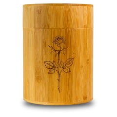 Bambusurne Rose, Motiv eingebrannt