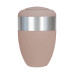 Aluminiumring für Ring-Urne in sanftem Rosé mit einer silbernen, glänzenden Aluminium-Applikation, Gesamtansicht der Urne.