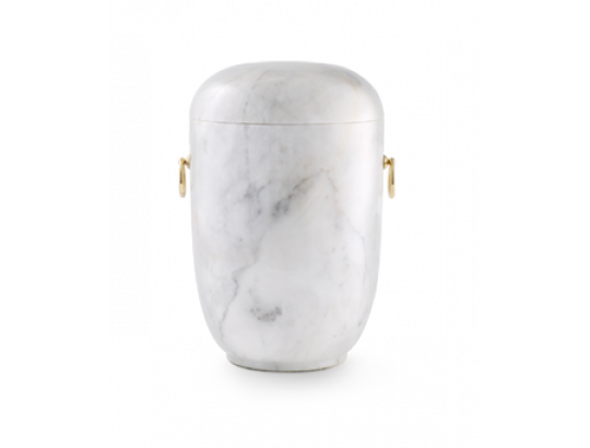Marmor weiß, innen und außen gedreht und poliert -passende Aschekapsel incl.-