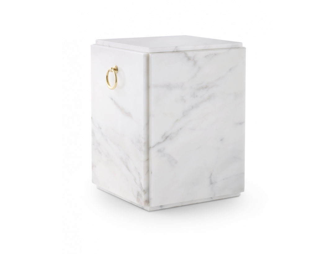 Marmorsarkophag, aufrecht, weiß