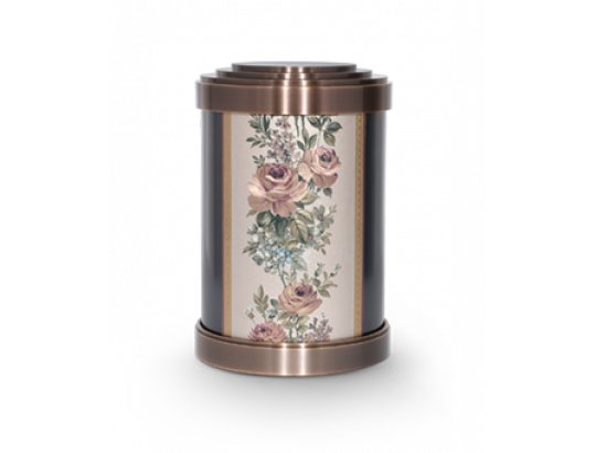 Bronzeurne mit Gobelin-Blumenmuster