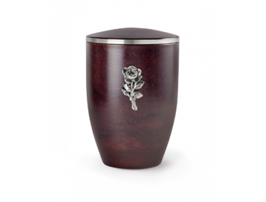 Edition Melina, lackierte Oberfläche, gebürstetes Silberband, poliertes silbernes Emblem „Rose”, Wurzelholzoptik