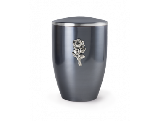 Edition Melina, lackierte Oberfläche, gebürstetes Silberband, poliertes silbernes Emblem „Rose”, galvanisch gefärbt